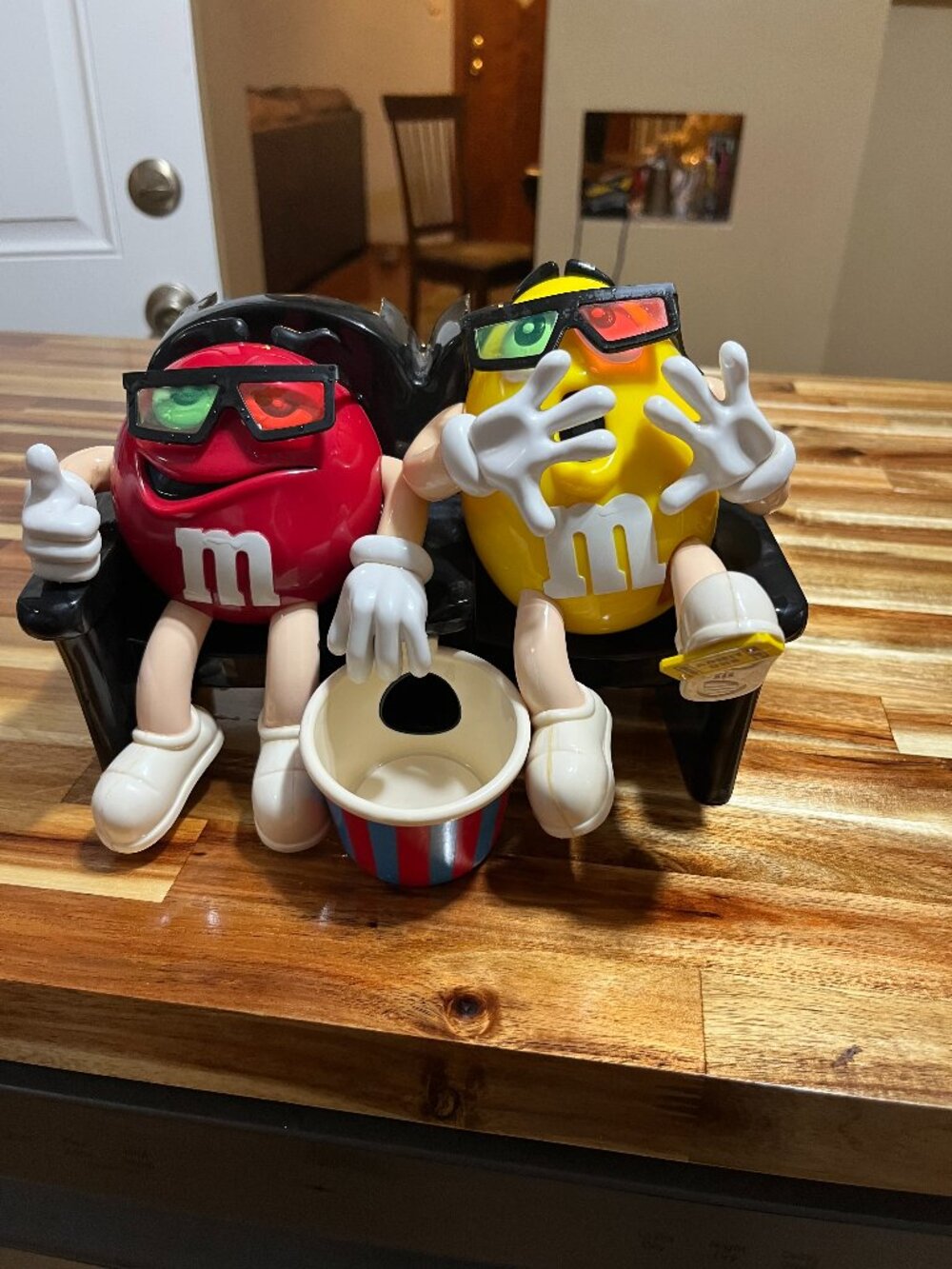 M&M's Movie Theater Candy Dispenser Red Yellow Plastic 1999